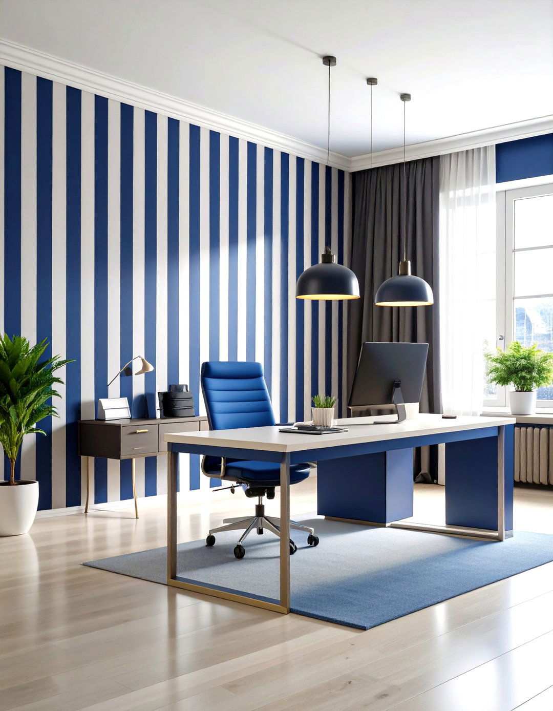 Classic Office Stripe Wallpaper - 24 Office Wallpaper Ideas