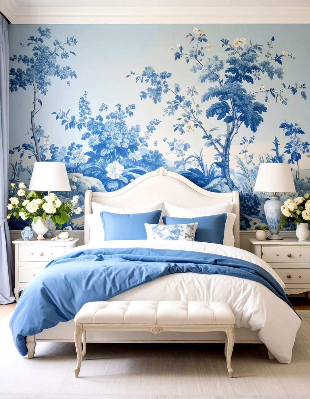 Classic Toile Wallpaper for Traditional Guest Bedrooms - 24 Wallpaper Ideas