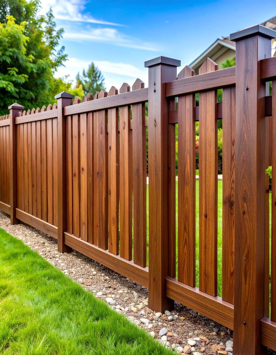 Classic Walnut Wood Grain Vinyl Fence - 24 Vinyl Fence Colors