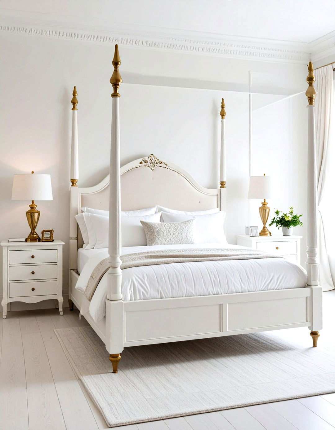Classic White Bedroom with Timeless Gold Details - 24 White and Gold Bedroom Ideas