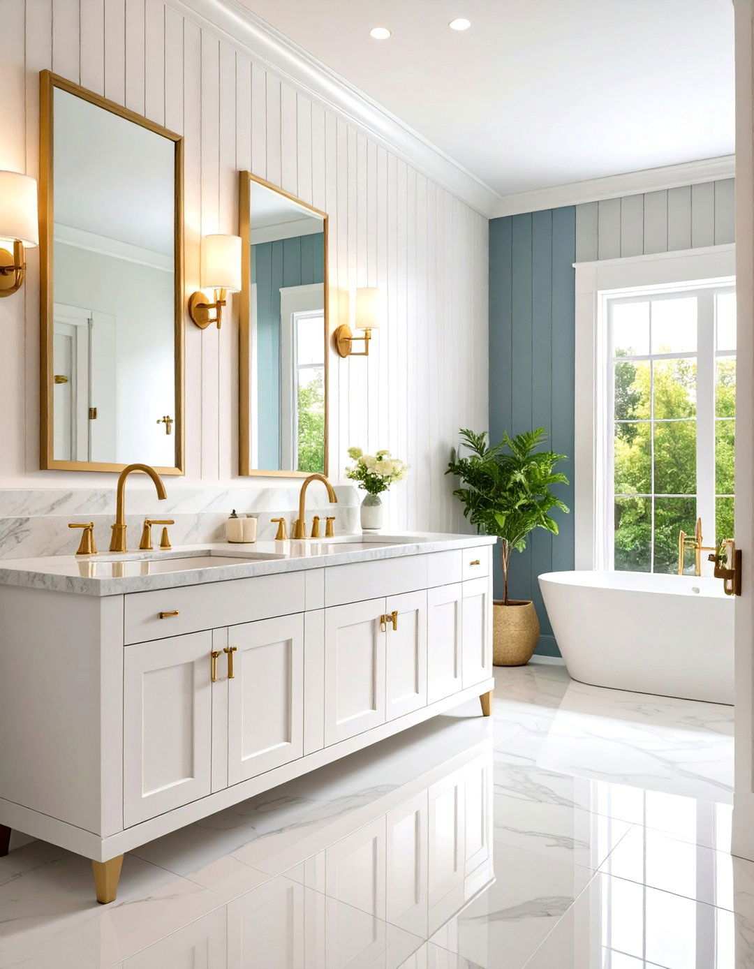 Classic White Board and Batten Design - 24 Powder Room Wainscoting Ideas