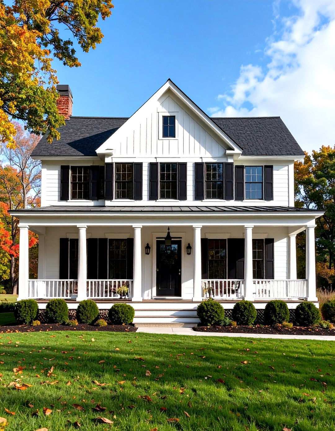 Classic White Board and Batten with Black Trim - 24 Modern Farmhouse Exterior