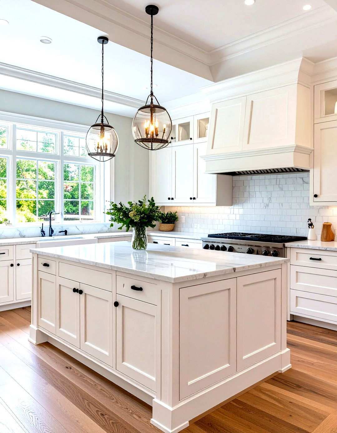 Classic White Kitchen with Timeless Black Knobs - 24 White Kitchen Cabinets With Black Hardware