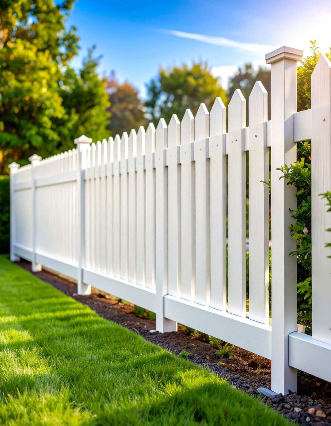 Classic White Vinyl Solid Privacy Fence - 24 White Privacy Fence Ideas