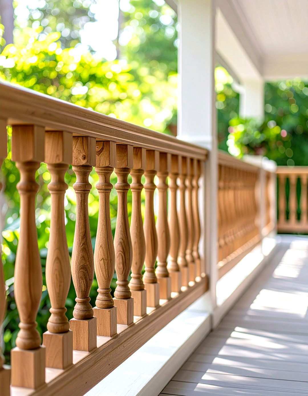 Classic Wooden Baluster Porch Railing - 24 Porch Railing Ideas