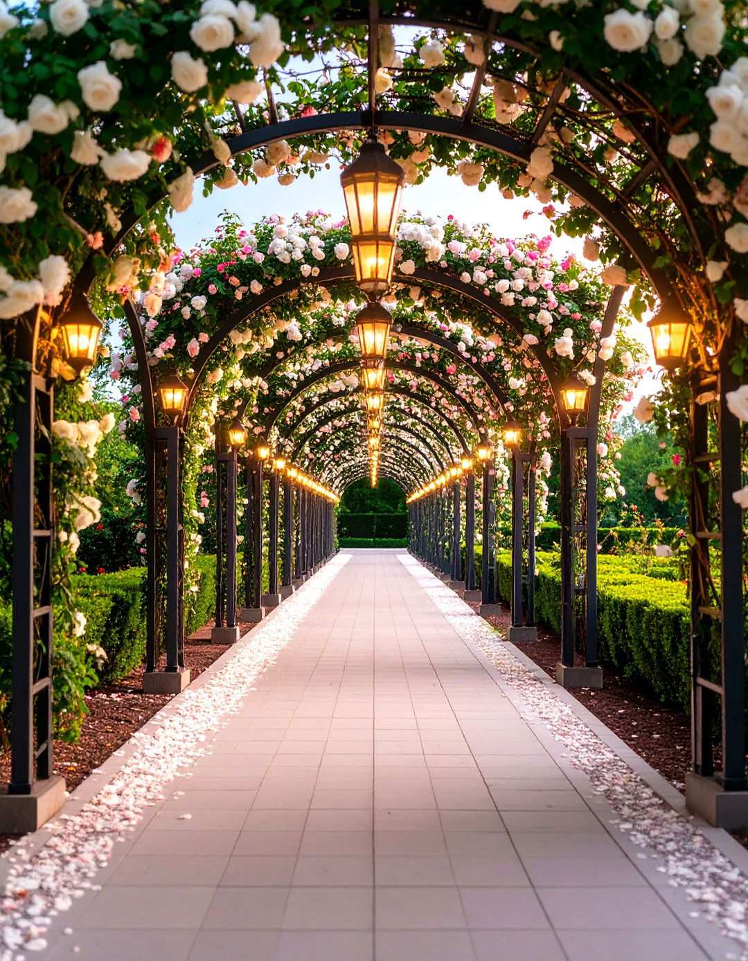 Climbing Rose Arbor Walkway - 24 Italian Garden Design Ideas