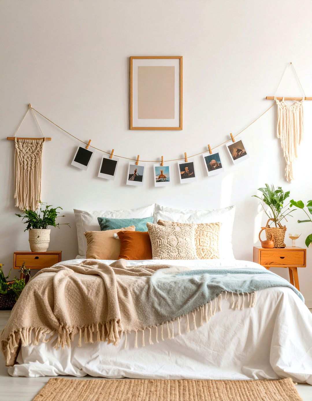 Clothesline String Photo Hangings - 24 Photo Wall Ideas