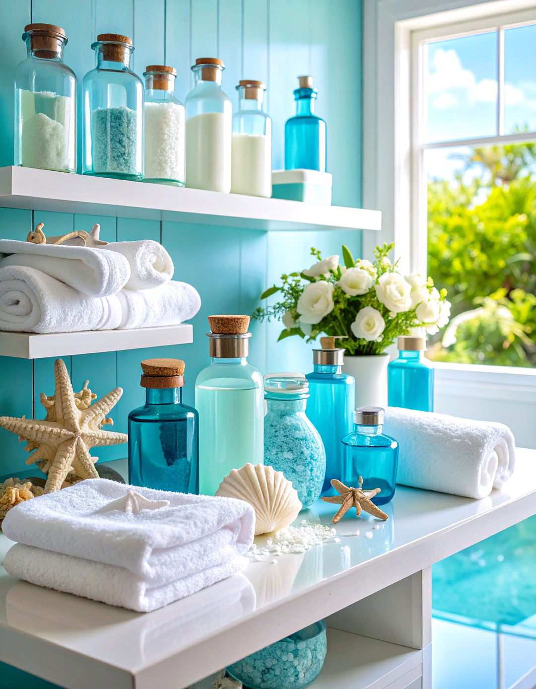 Coastal Bathroom Spa Retreat - 24 Shelf Decor Ideas