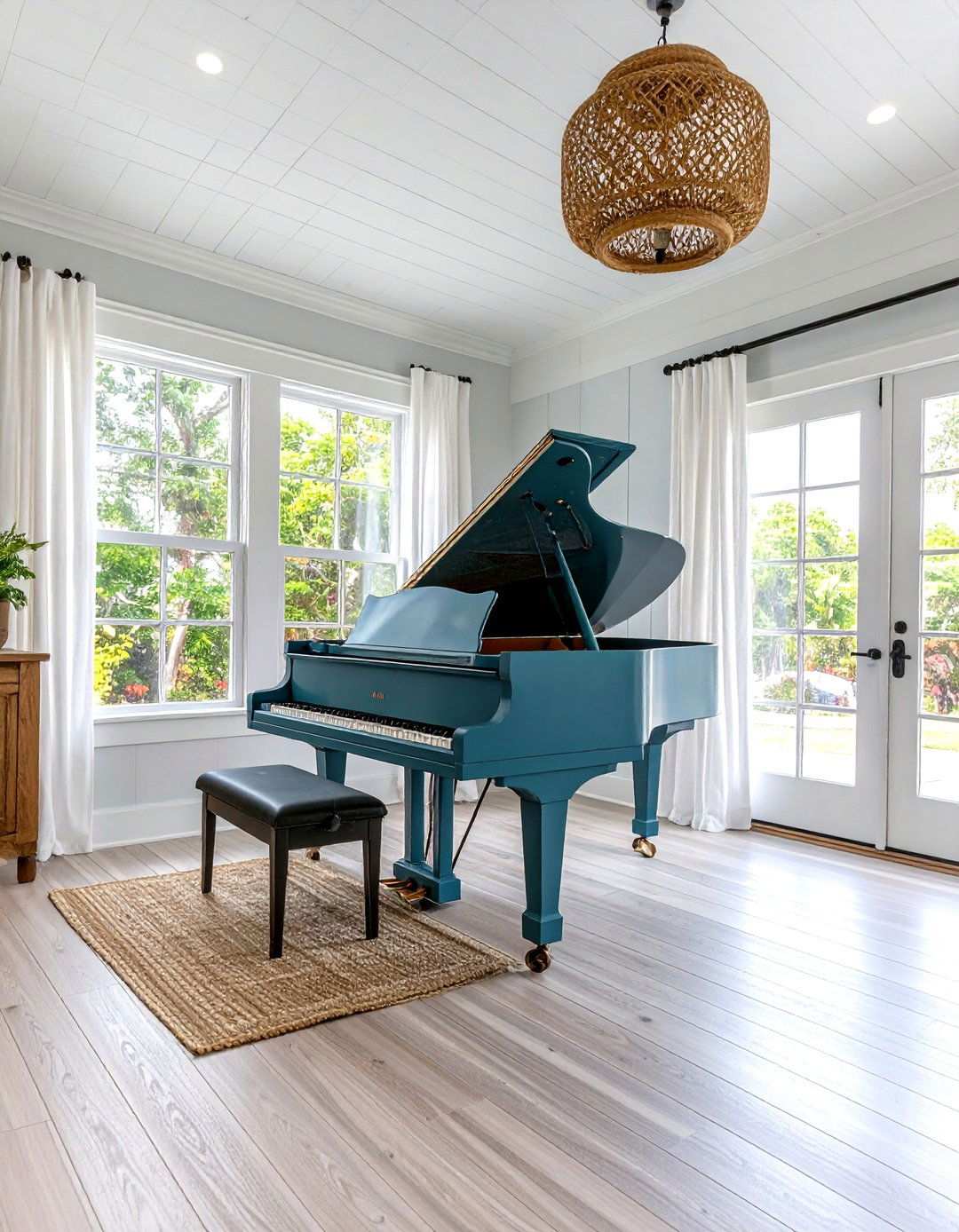 Coastal Beach House Piano Room - 24 Piano Room Ideas