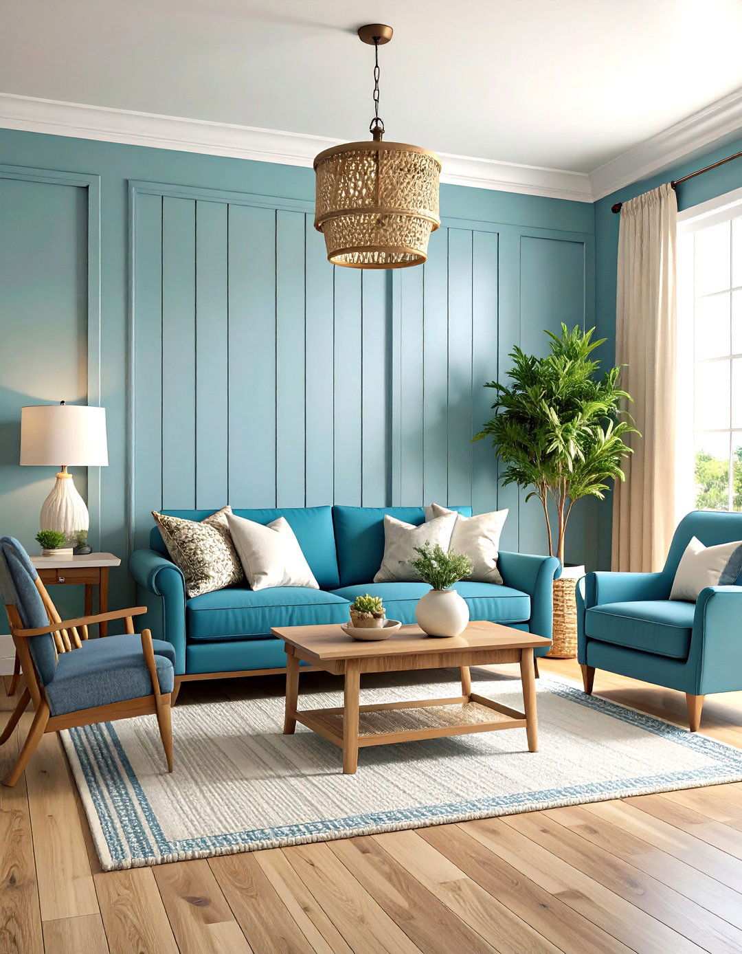 Coastal Beadboard Living Room Design - 24 Living Room Wainscoting Ideas