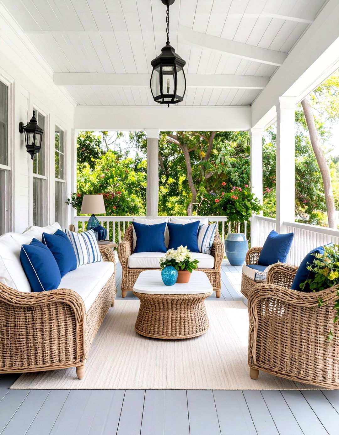Coastal Blue and White Retreat - 24 Screened-in Porch Ideas