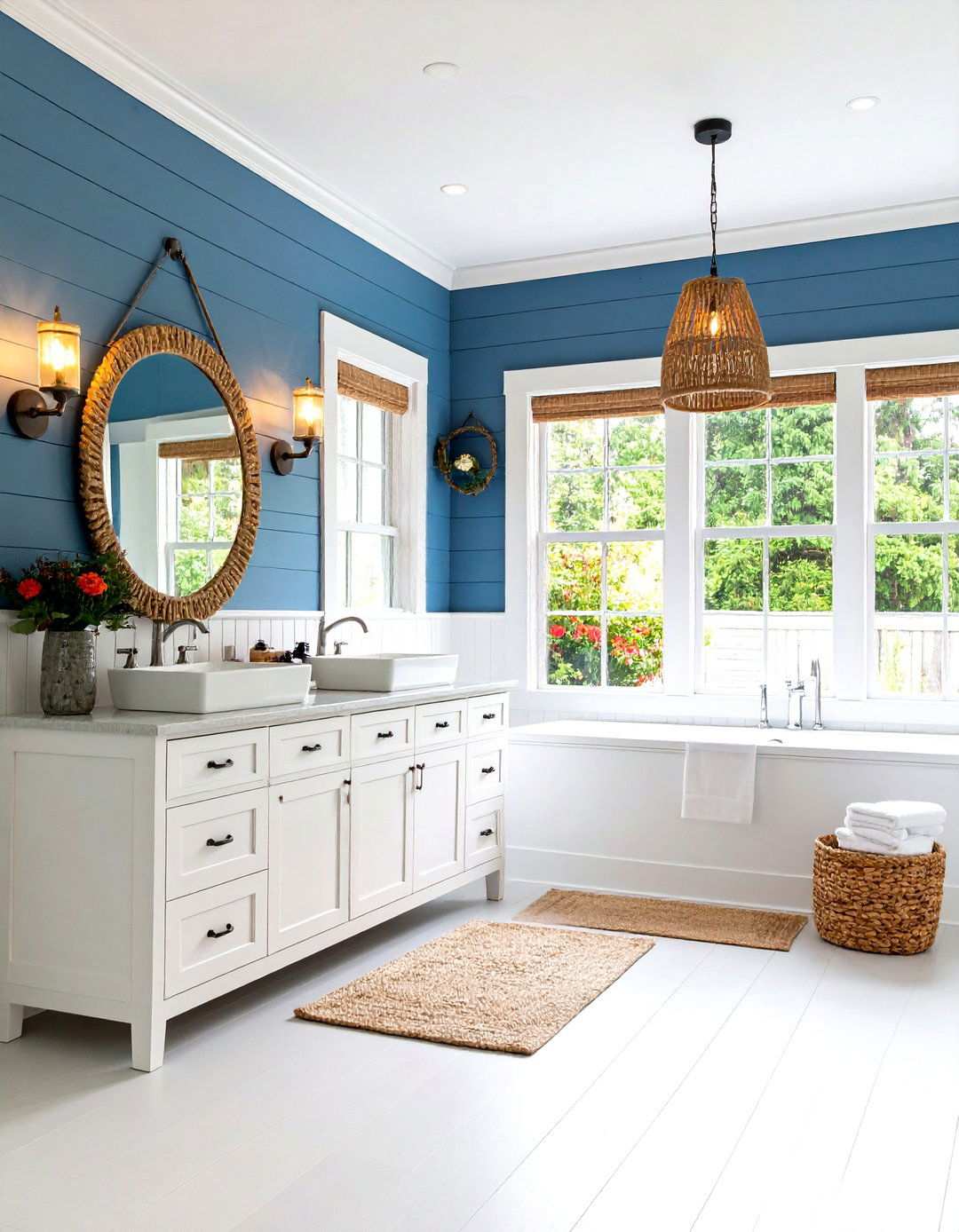 Coastal Blue Shiplap Bathroom Retreat - 24 shiplap bathroom ideas