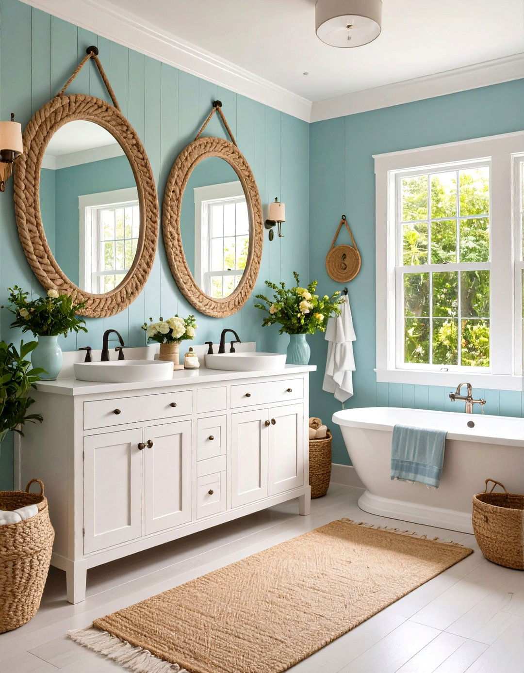 Coastal Cottage Beadboard Combination - 24 Powder Room Wainscoting Ideas