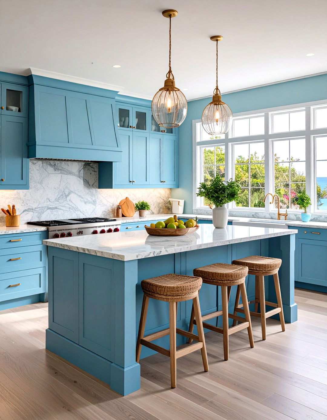 Coastal Inspired Blue and Gray Tones - 24 Quartz Kitchen Countertops