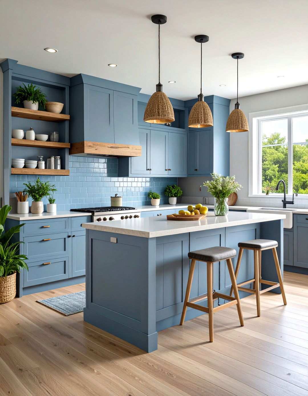 Coastal Inspired One Wall Kitchen with Weathered Wood Finishes - 24 One Wall Kitchen Ideas