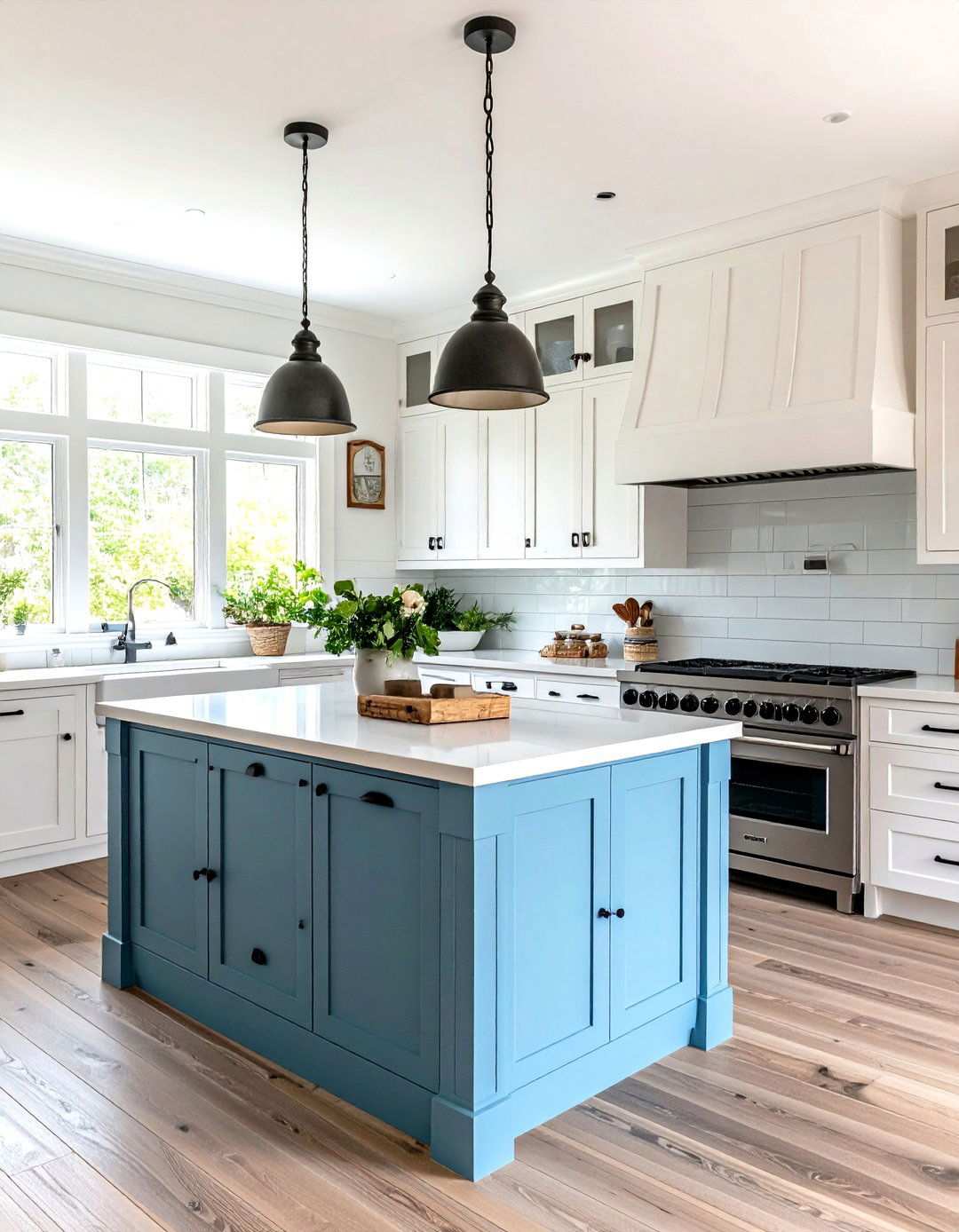 Coastal Kitchen with Weathered Black Hardware - 24 White Kitchen Cabinets With Black Hardware