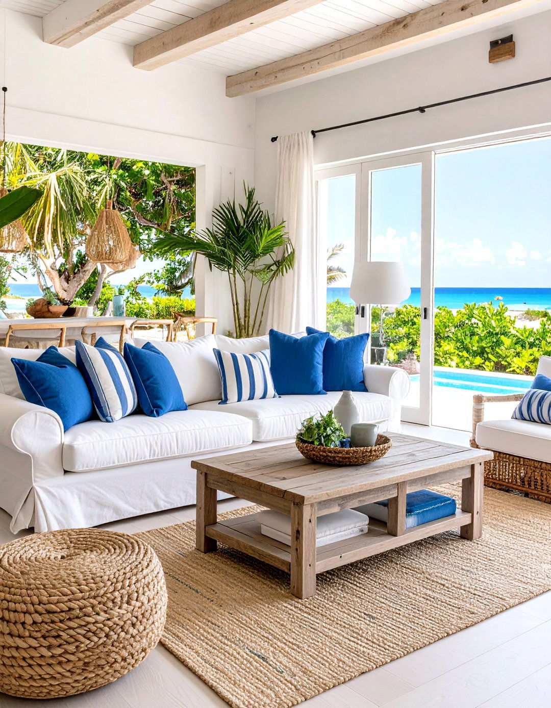 Coastal Nautical White Living Room - 24 White Living Room Ideas