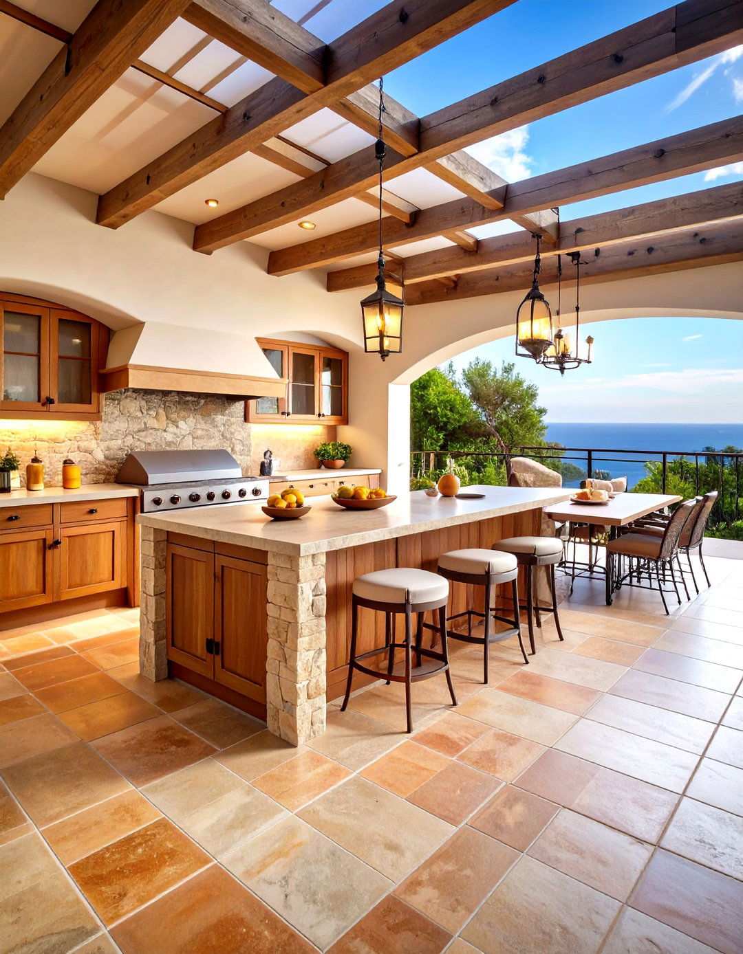 Coastal Outdoor Kitchen - 24 Mediterranean Interior Design Ideas