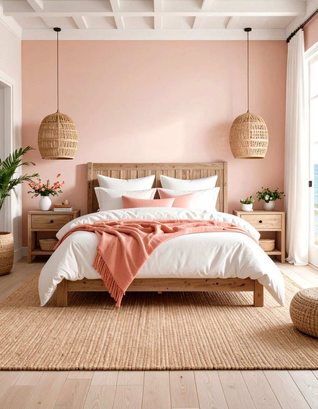 Coastal Pink White Sanctuary - 24 Pink and White Bedroom Ideas