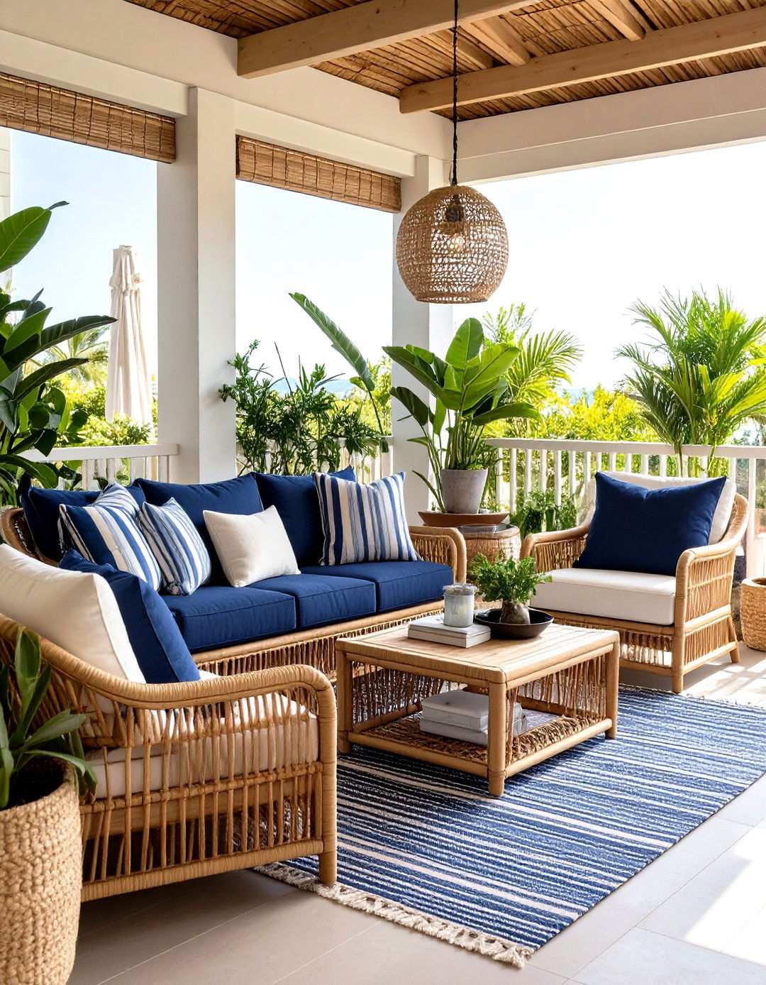 Coastal Rattan Sunroom - 24 Preppy Room Ideas