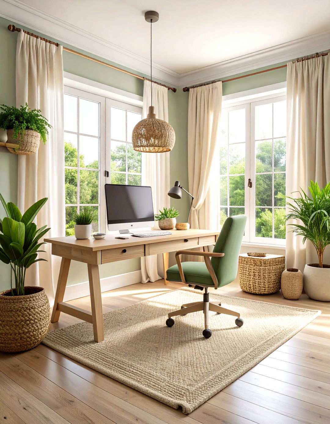 Coastal Sage and Cream Office - 24 Home Office Ideas for Her