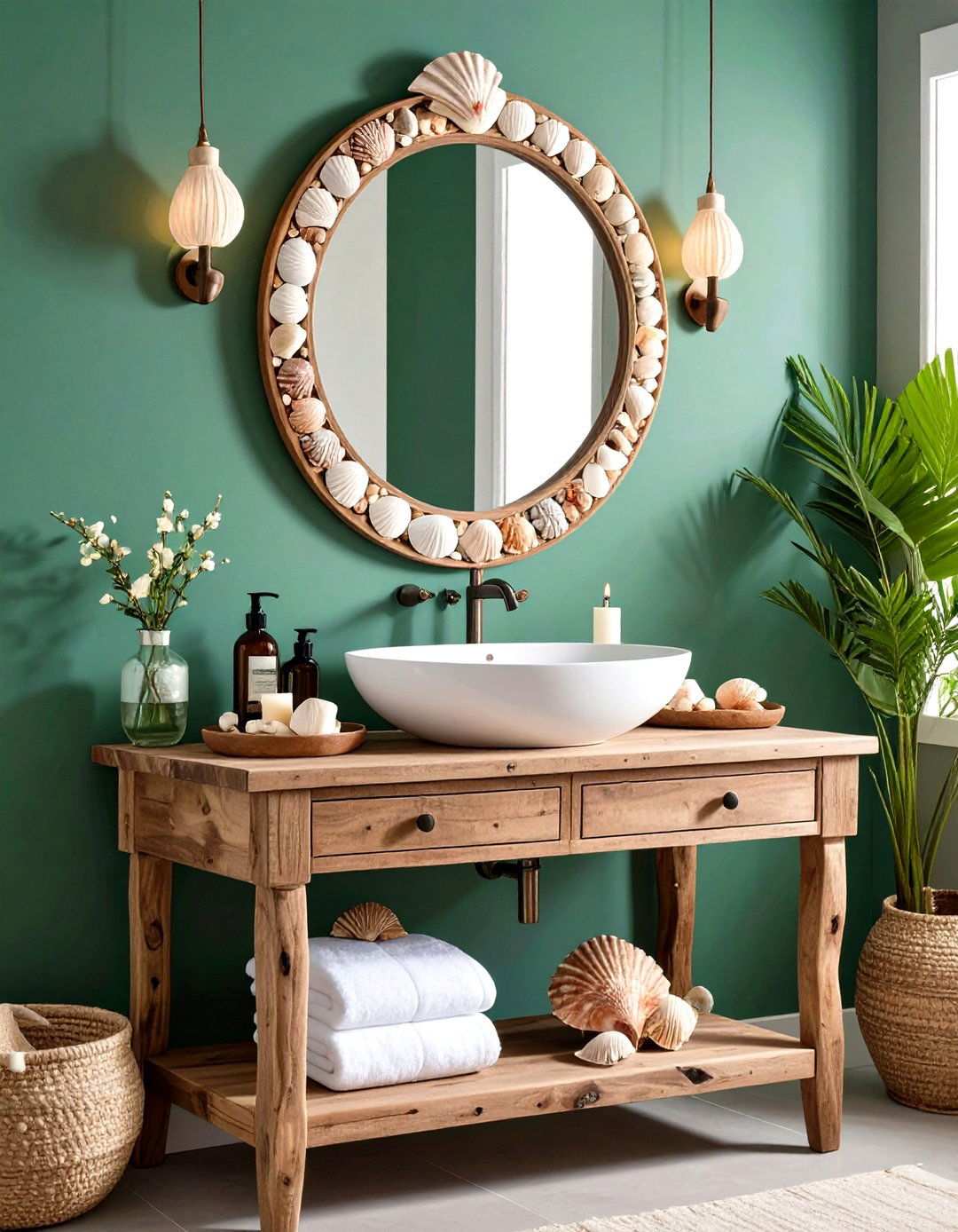 Coastal Seashell Powder Room - 24 Nautical Decor Ideas