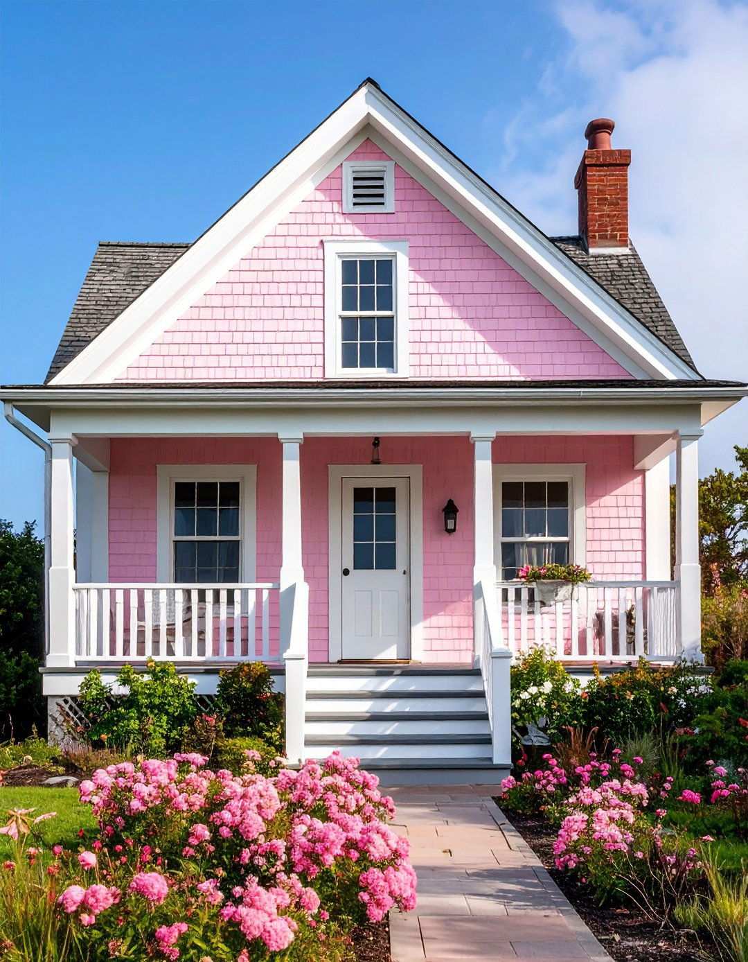 Coastal Shingle Style Pink Retreat - 24 Pink House Exterior Ideas