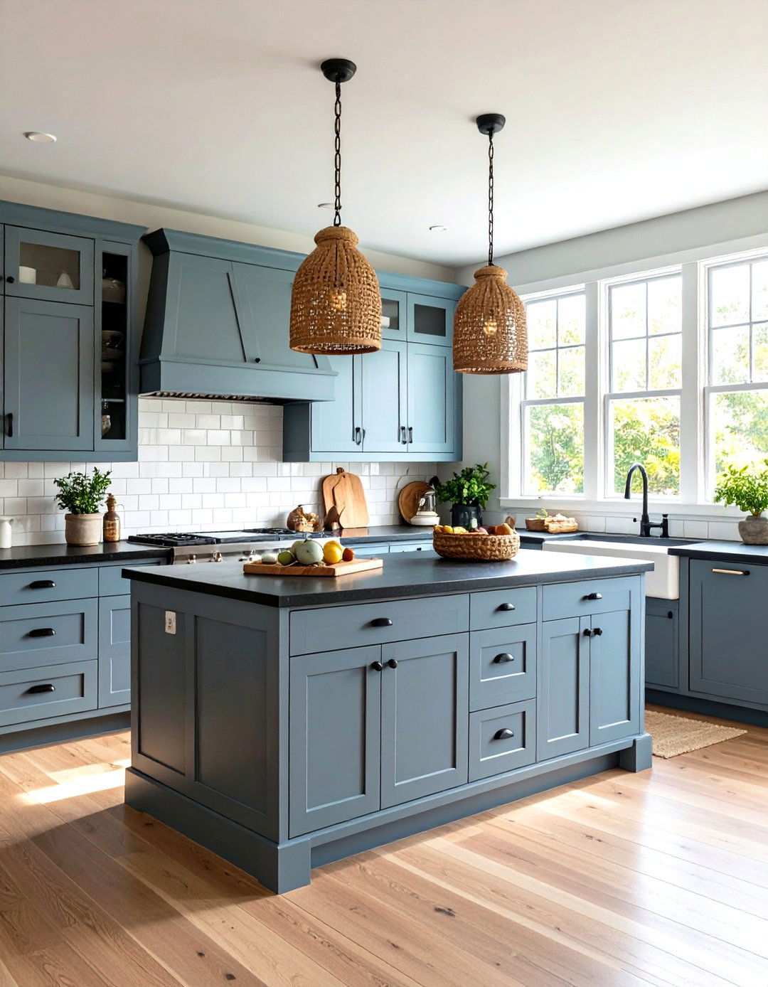 Coastal Style Kitchen Design - 24 Kitchen With Gray Cabinets And Black Countertops Ideas