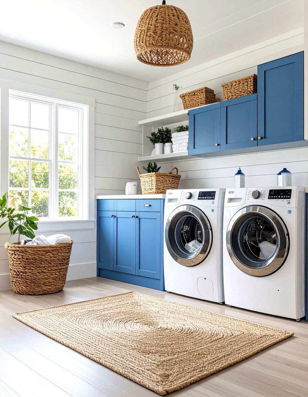 Coastal Style Shiplap with Blue Tones - 24 Shiplap Laundry Room Ideas