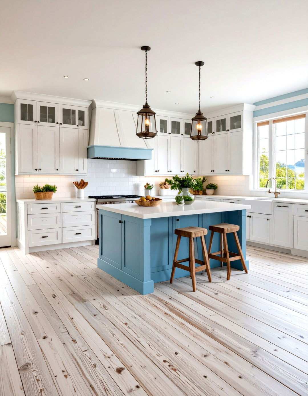 Coastal Style Whitewashed Pine Kitchen - 24 Light Wood Floor Kitchen Ideas