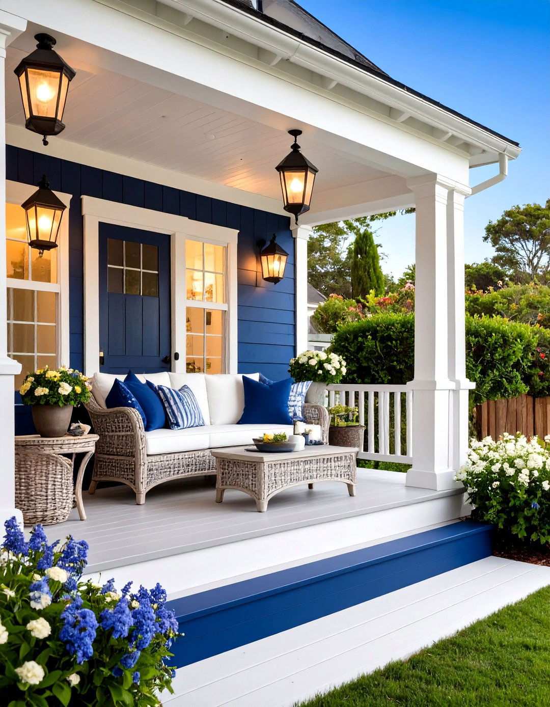 Coastal Themed Large Front Porch with Ocean Vibes - 24 Large Front Porch Ideas