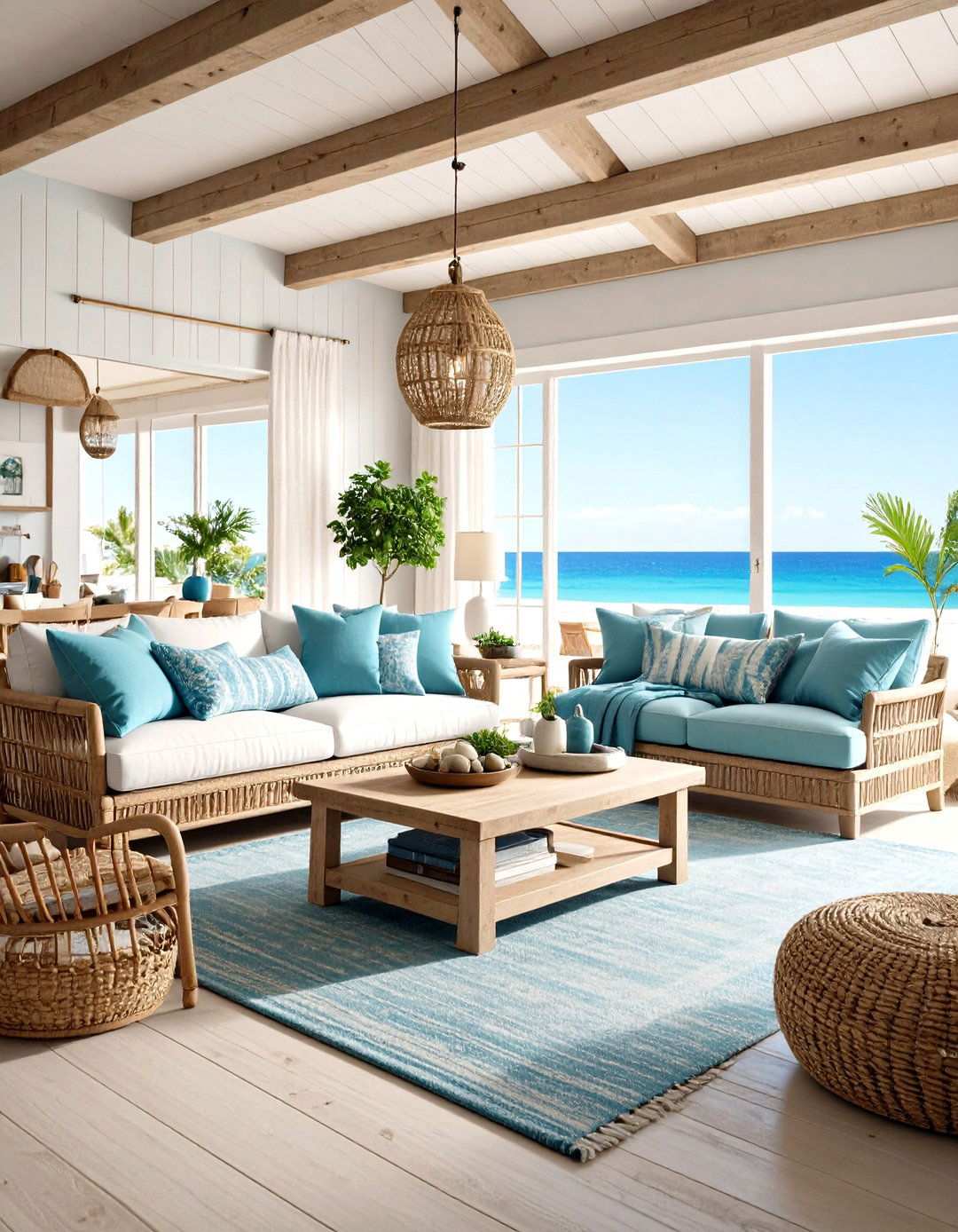Coastal Vaulted Ceiling Design with Natural Materials - 24 Vaulted Ceiling Ideas