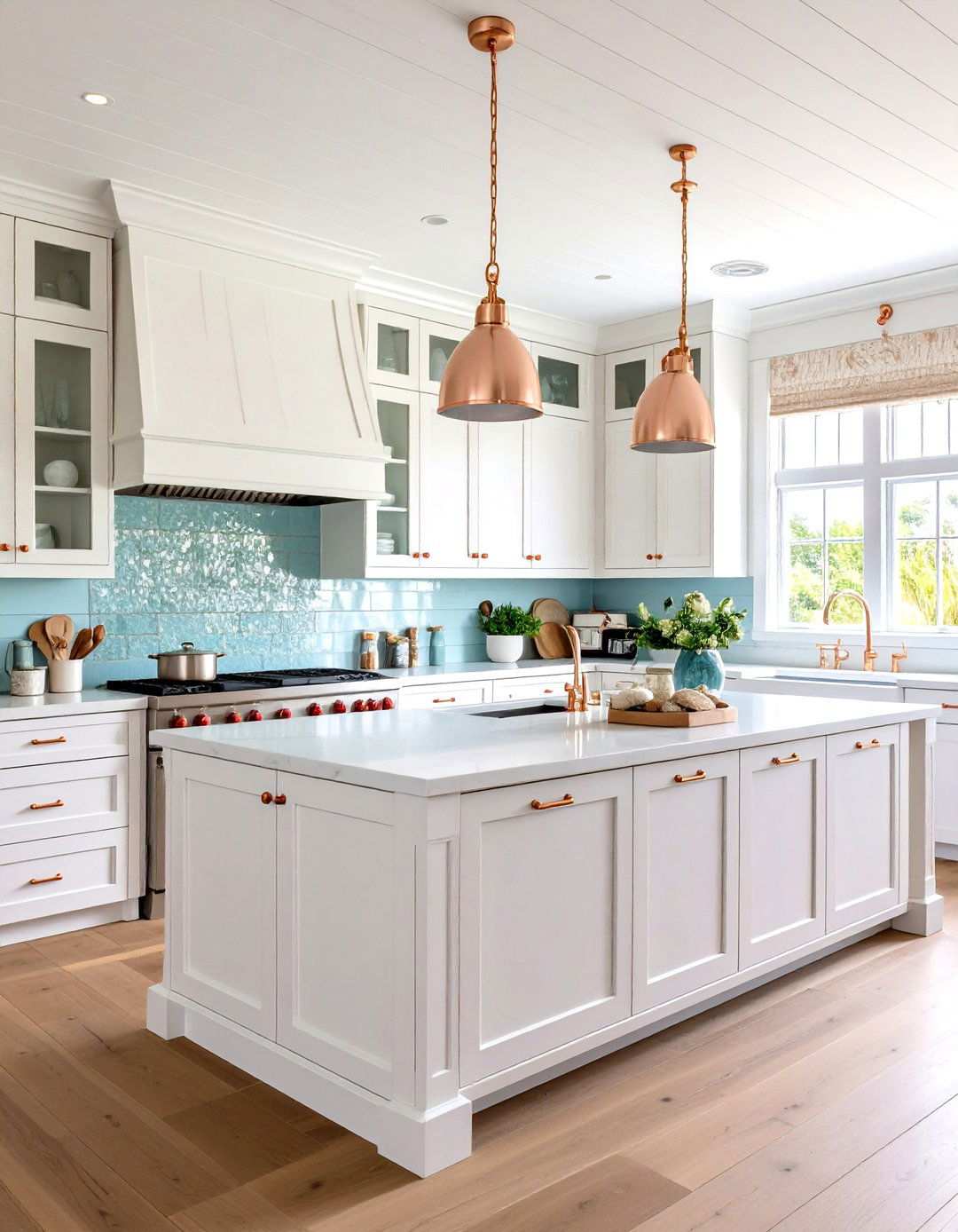 Coastal White Cabinets with Rose Gold Hardware - 24 White Kitchen Cabinets With Gold Hardwar