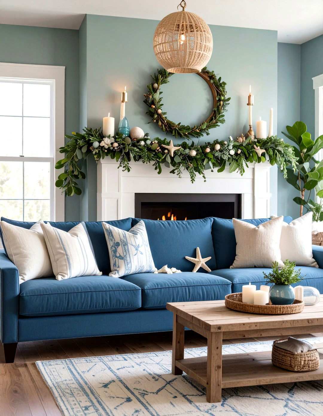 Coastal Winter Beach Garland - 24 Mantel Garland Ideas