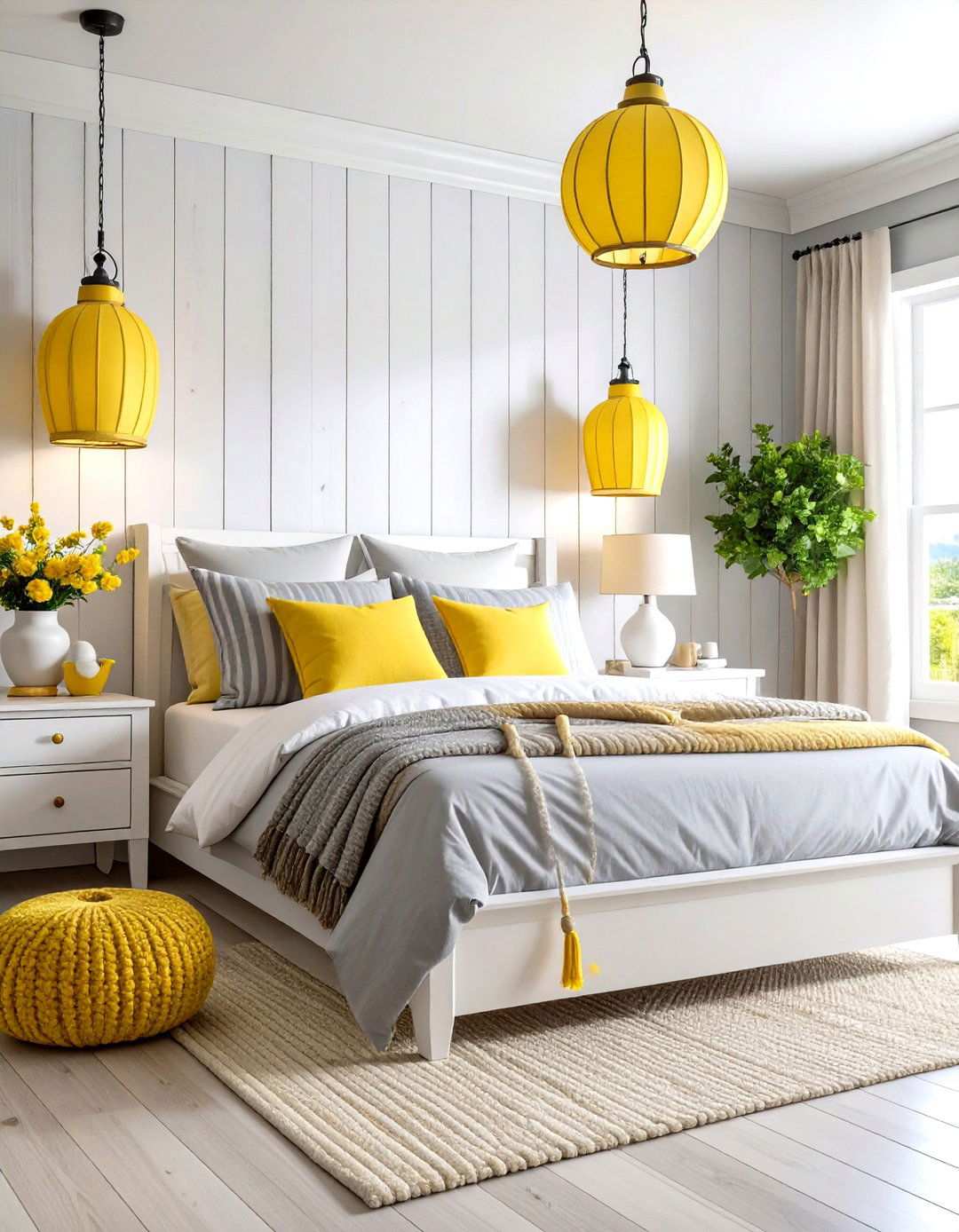 Coastal Yellow and Grey Bedroom Retreat - 24 Yellow and Grey Bedroom Ideas