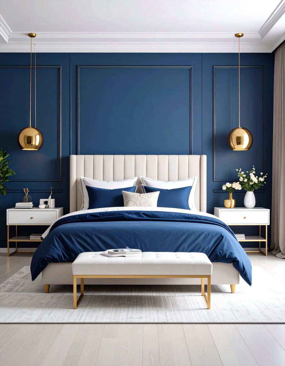 Cobalt Blue Statement Drama - 24 Moody Blue Bedroom Ideas