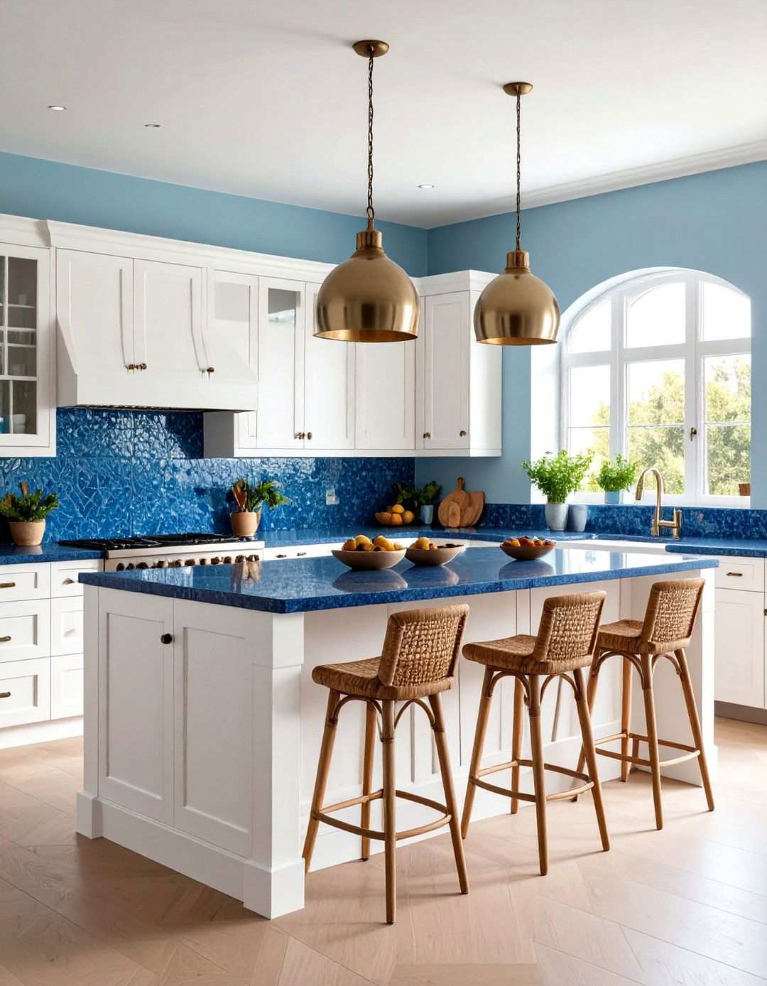 Cobalt Glass Mosaic Countertop Kitchen - 24 kitchens with blue countertops
