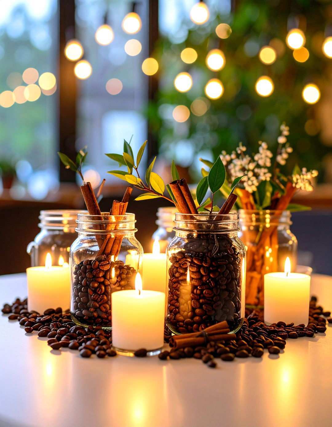 Coffee Bean and Vanilla Centerpieces - 24 Mason Jar Centerpiece Ideas