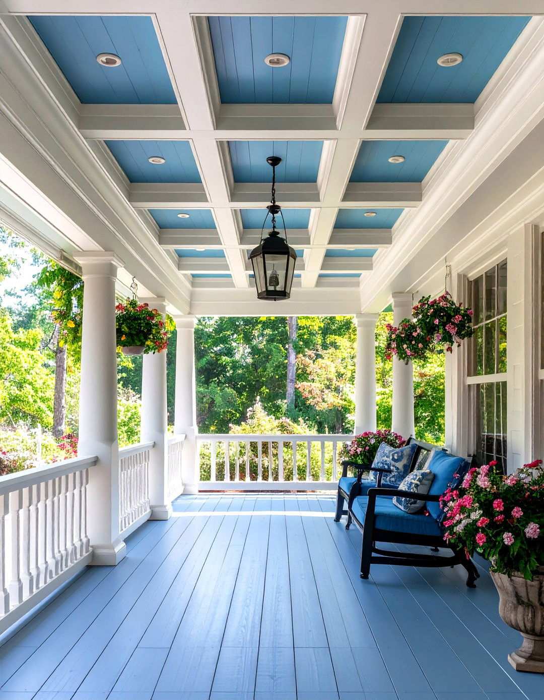 Coffered Ceiling with Recessed Panels - 24 Porch Ceiling Ideas