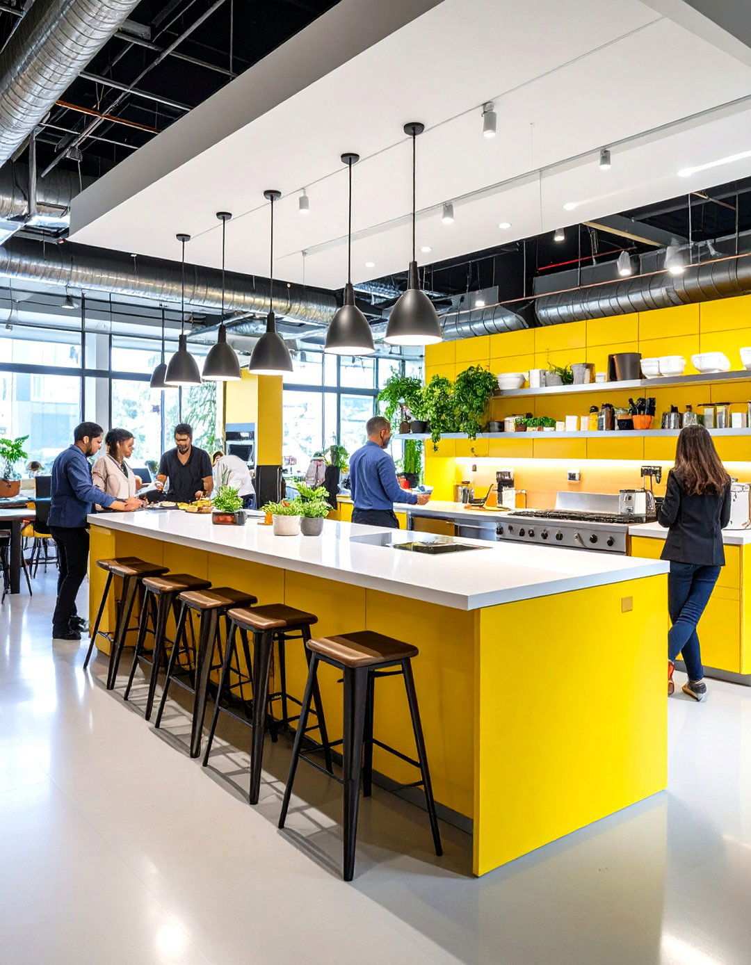 Collaborative Kitchen Island Workspace - 24 Office Kitchen Ideas