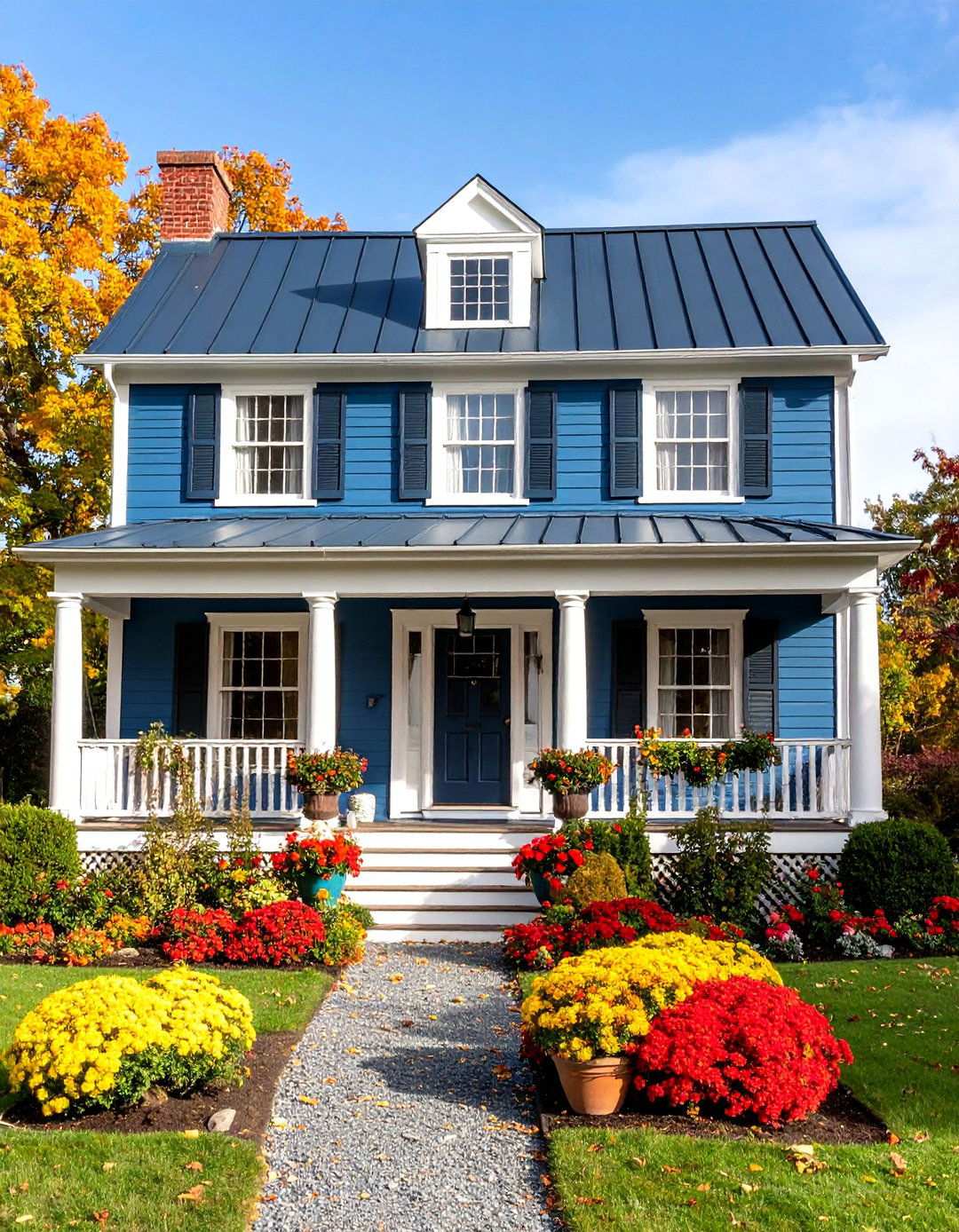 Colonial Revival Tradition - 24 houses with blue metal roofs