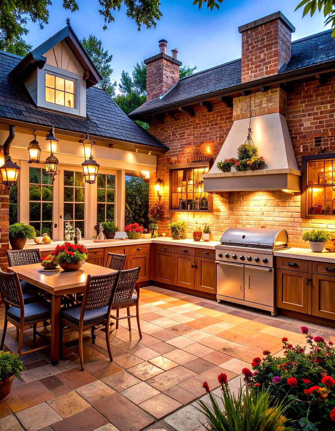 Colonial Revival with Brick Construction - 24 Luxury Outdoor Kitchen Ideas