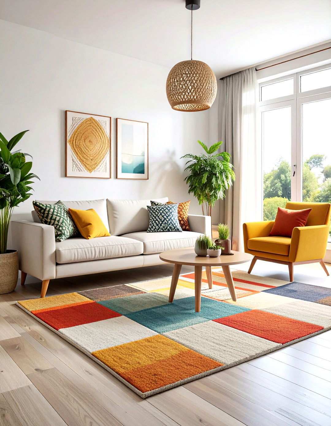 Color Blocked Modern Geometric Rugs - 24 Living Room Rug Ideas