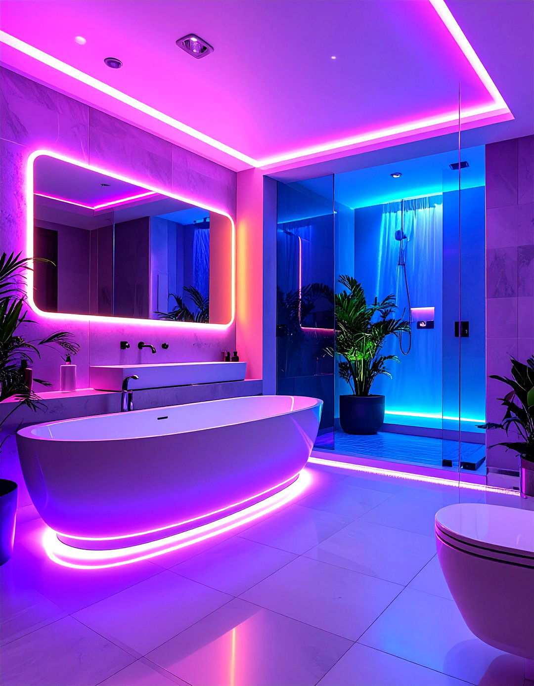 Color Changing LED Wet Room - 24 Wet Room Ideas
