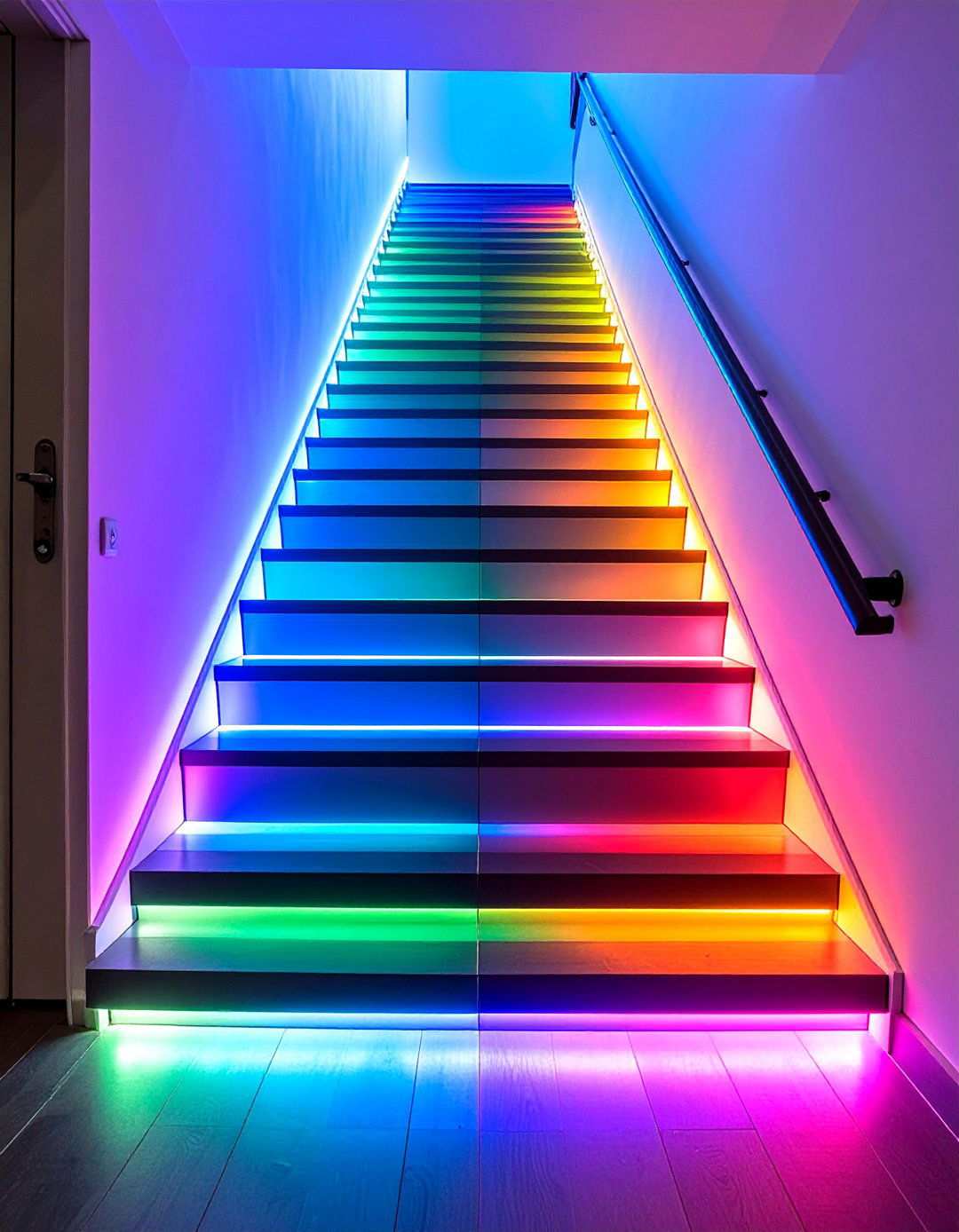 Color Changing RGB Lighting - 24 Staircase Lighting Ideas