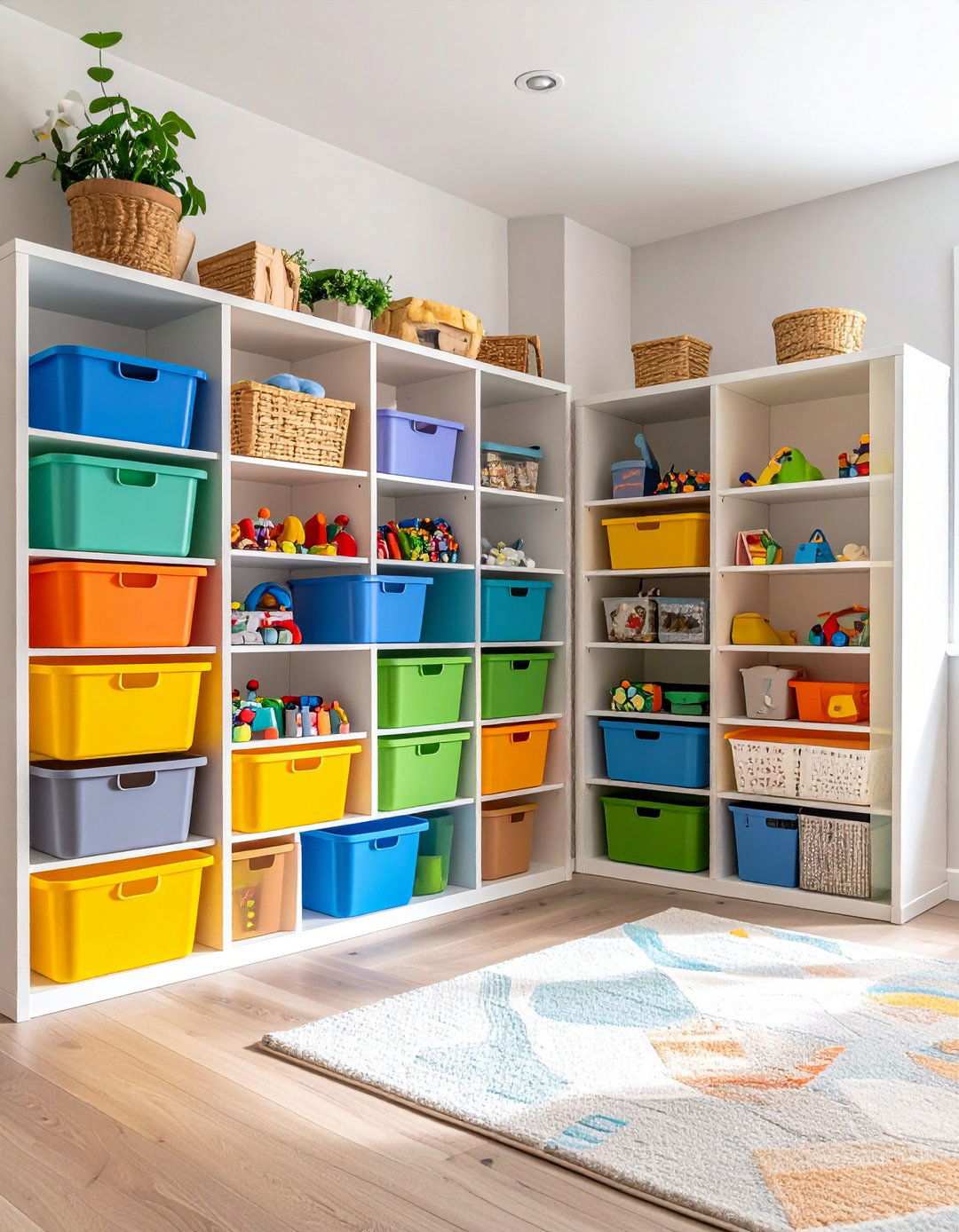 Color Coded Storage - 24 Playroom Storage Ideas