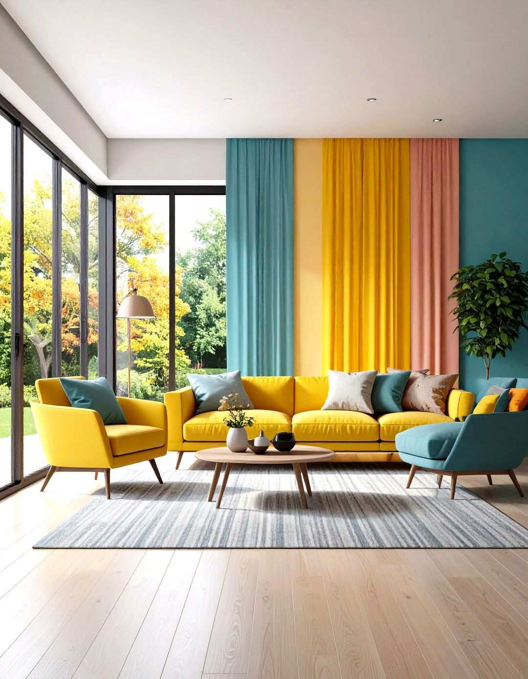 Color Coordinated Sliding Panels - 24 Sliding Door Curtain Ideas