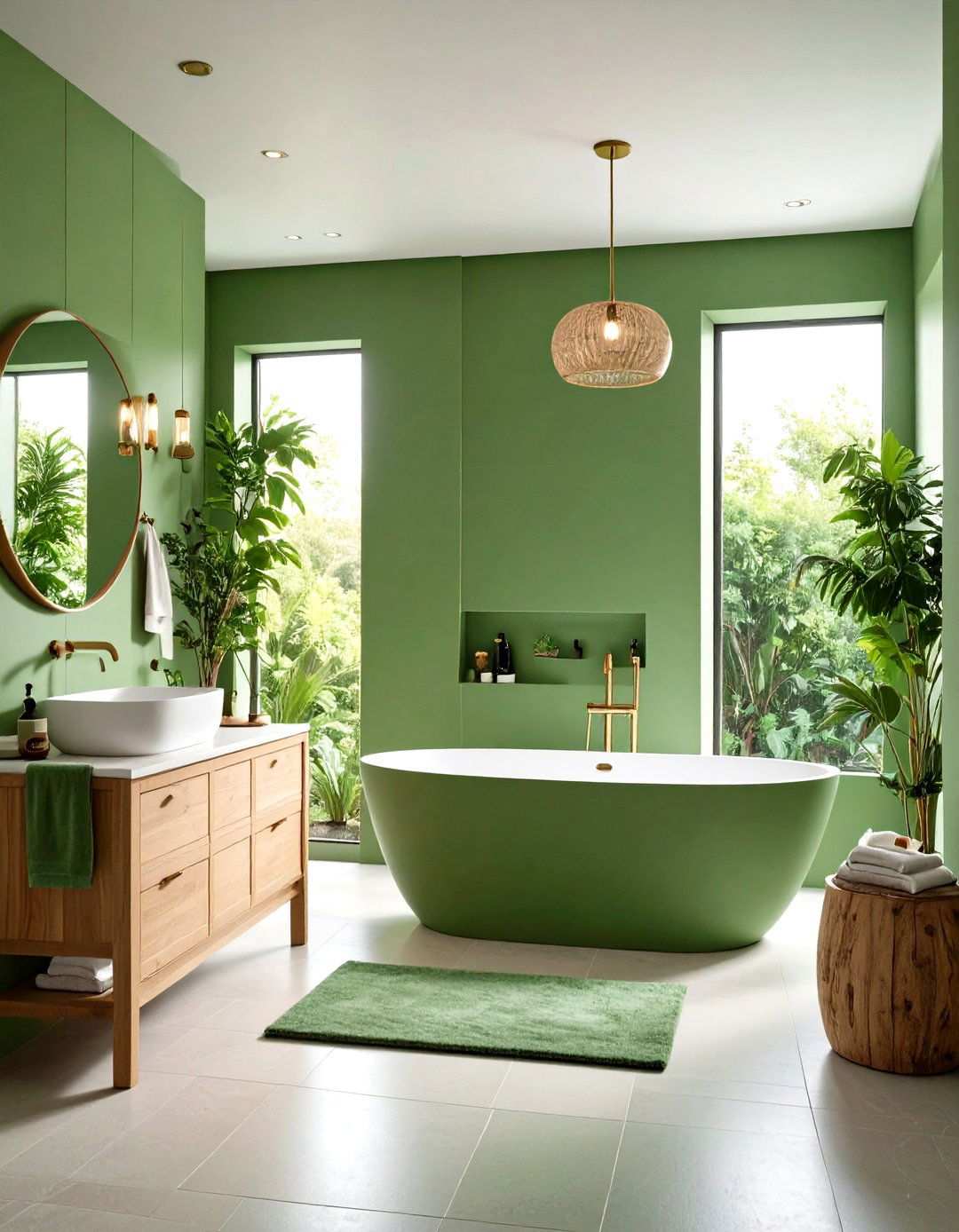 Color Drenched Calming Palettes - 24 Spa Like Bathroom Ideas