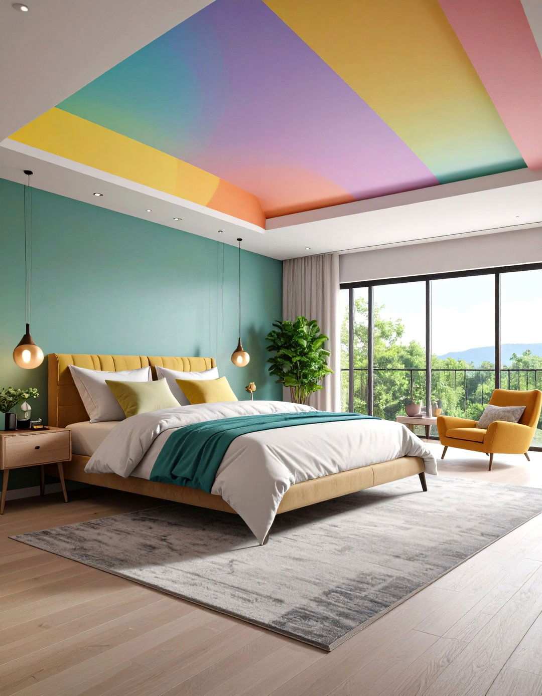 Color Gradient Reverse Tray Artistic Bedroom - 24 Reverse Tray Ceiling Ideas