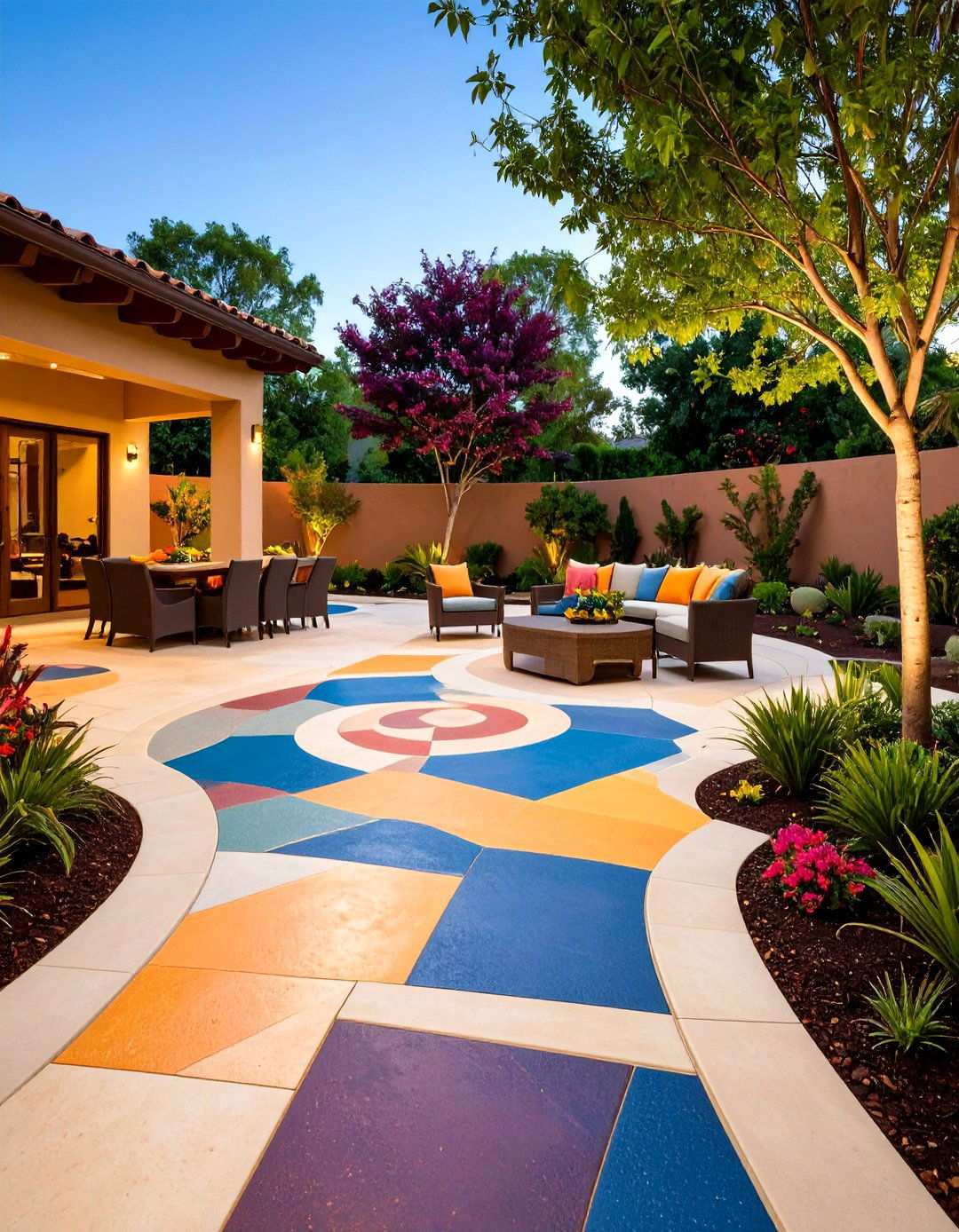 Colored Concrete Staining Techniques - 24 Mid-century Modern Patio Ideas